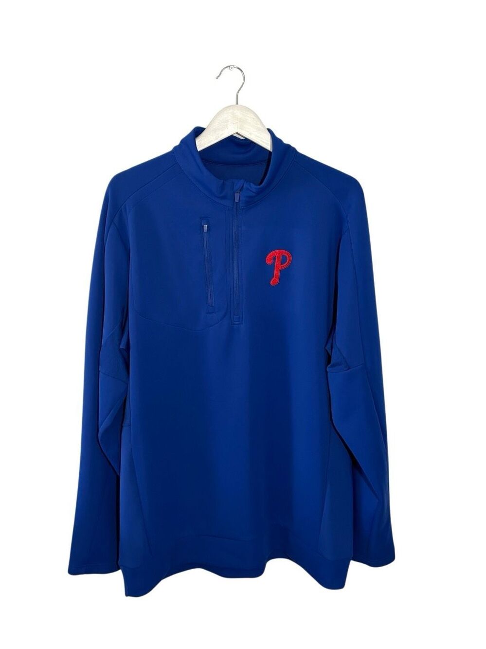 Antigua Philadelphia Phillies royal blue pullover with embroidered chest emblem